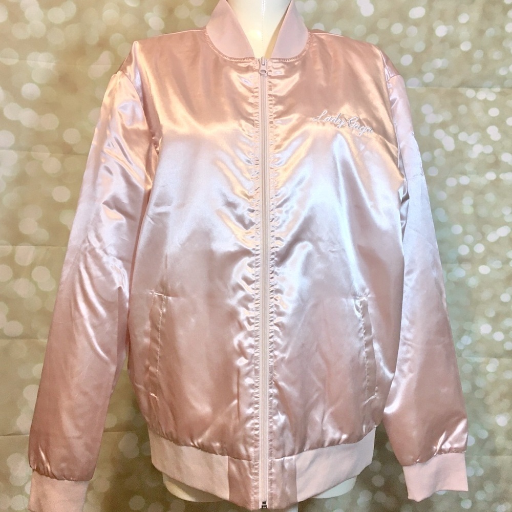 LADY GAGA embroidered satin bomber jacket NWT XS, S, M, L, XL